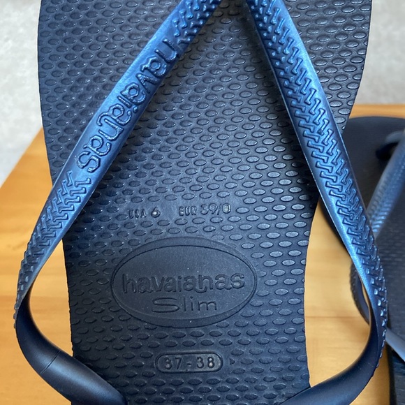 havaianas metallic blue flip flops / sandals - Picture 4 of 12